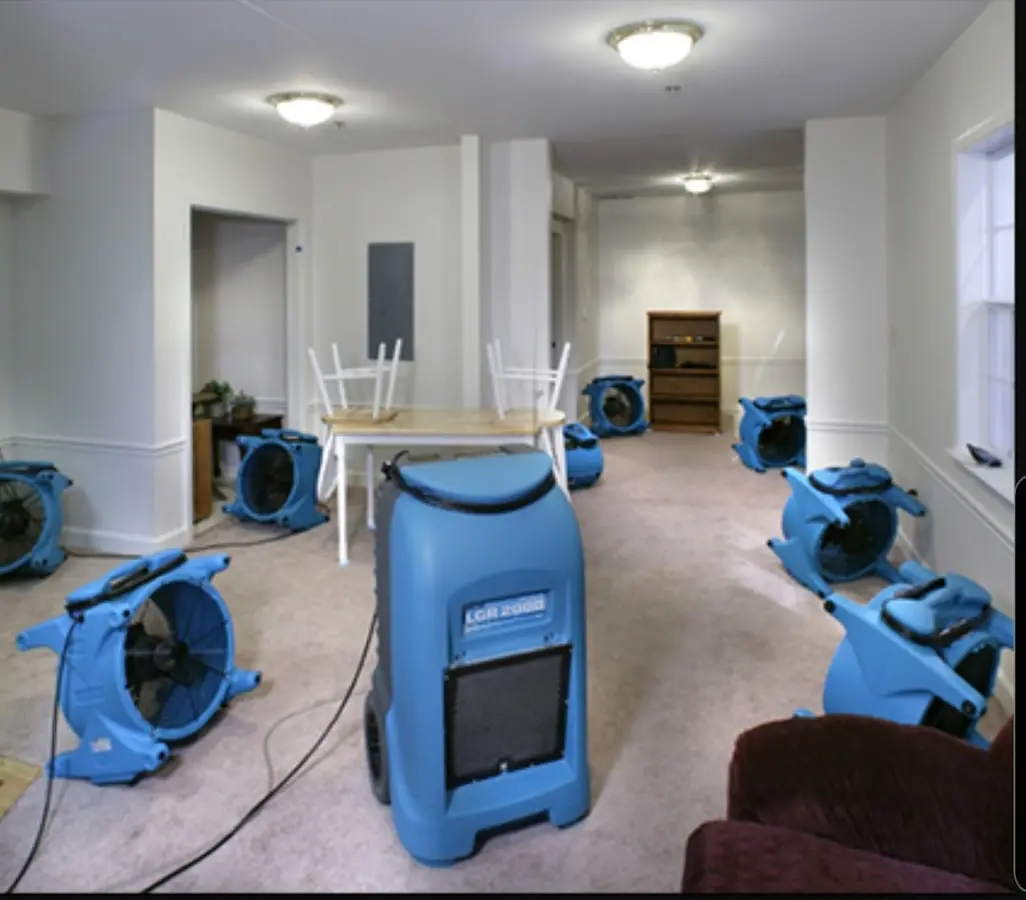 Air movers and dehumidifier setup for Water Extraction & Removal in San Bruno